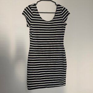 Charlotte Russe Black & White Striped Bodycon Dress – Size M